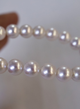 非量产极光正圆妈妈链8.0-9.0mm天然淡水珍珠媲美akoya
