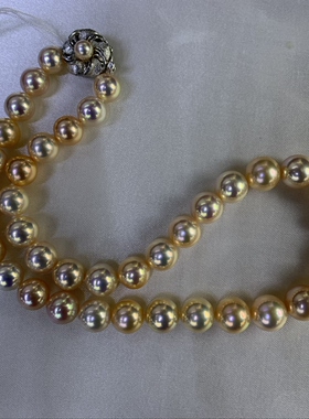 极光淡水珍珠项链8-10mm正圆极微瑕纯银扣