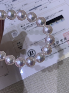 日本akoya珍珠真科研Rose珍珠项链9-9.5mm一对一日本大证