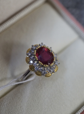 S925纯银戒指红宝戒指女款时尚个性设计感戒指