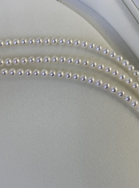 极光淡水珍珠麻花链淡水珍珠叠戴项链3-4mm纯银扣送礼锁骨链