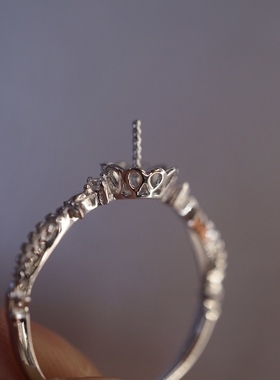 精工版珍珠戒指空托配件s925纯银珍珠diy