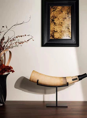 中古侘寂风象牙棒摆件家居软装饰品样板间客厅茶桌艺术工艺品摆设