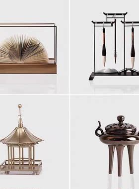 新中式金属铁框纸艺折纸桌面摆件