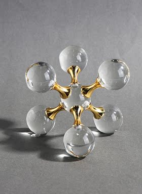六角几何水晶圆球分子球摆件现代
