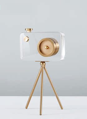 现代支架照相机水晶桌面装饰品