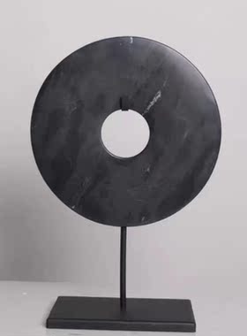 新中式黑白玉璧摆件玉石摆设