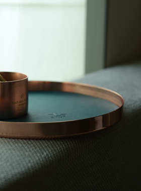 黄铜化妆刷收纳摆件托盘