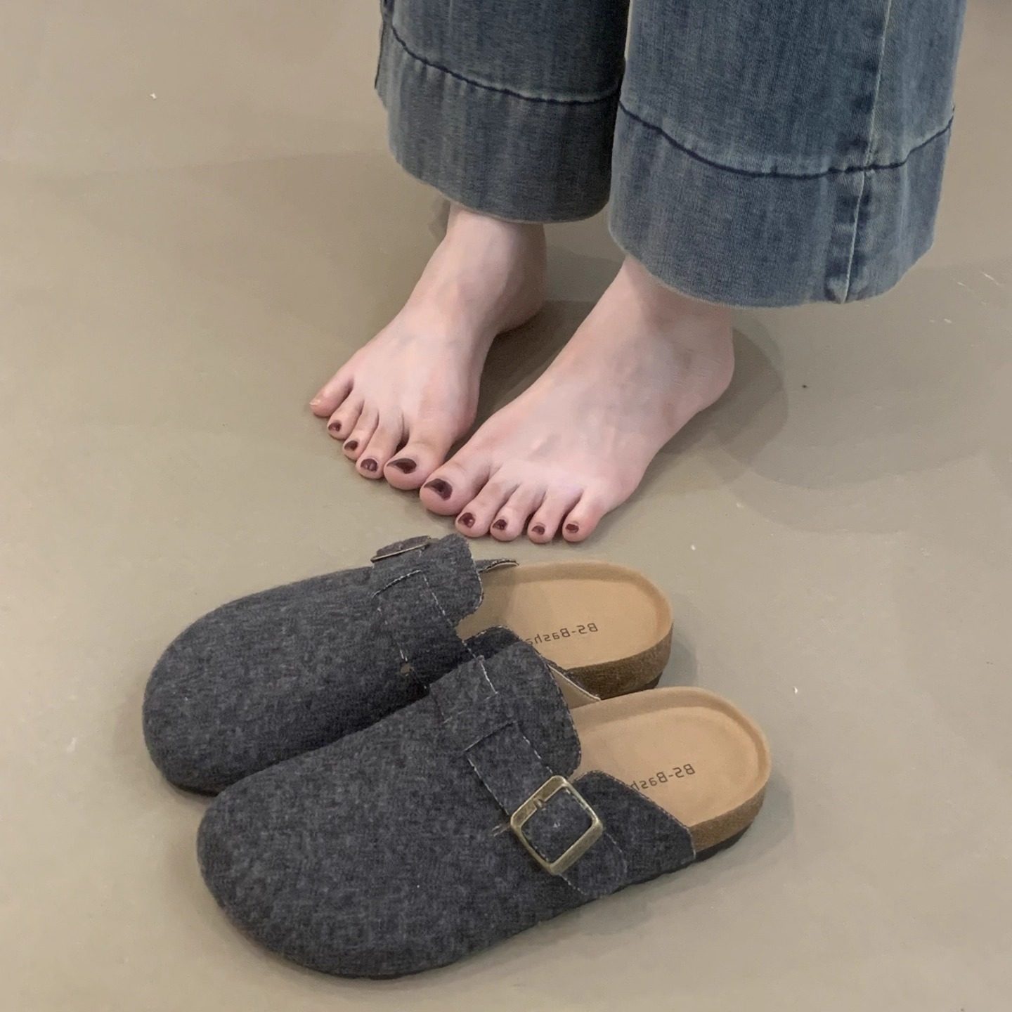 厚底勃肯鞋女2025年秋季款复古毛呢料 丑萌ins爆款懒人包头拖鞋潮,淘宝优惠券,粉丝福利购,淘宝优惠卷