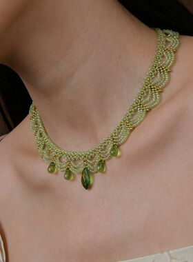 多层绿色串珠透明新款项链2026