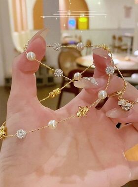 链珍珠项链轻奢精致花朵锆石百搭