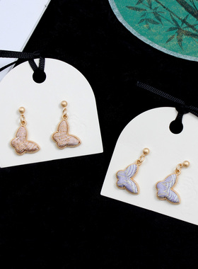 非遗真丝真宋锦手工饰品925银针蝴蝶耳环耳钉教师节日礼物伴手礼