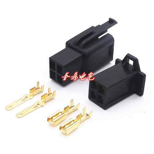 2.8-4P汽车 电动车连接器 4芯车用接插件 公母全套 彩色 尼龙 - 图1
