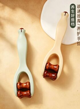 日本进口砭石手指按摩器滚轮夹
