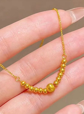 十全十美猫眼珠转运珠项链女久不掉色越南沙金盒子链项链女送女友