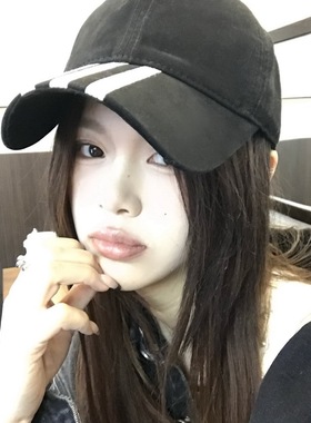 Double i i 小众设计感条纹棒球帽子女百搭休闲简约个性鸭舌帽男