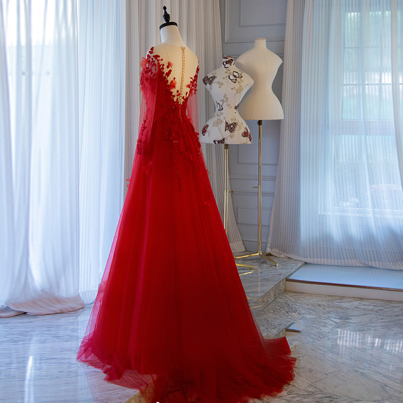 2020春夏新长款红色高贵小敬酒服 豪满庭礼服/晚装