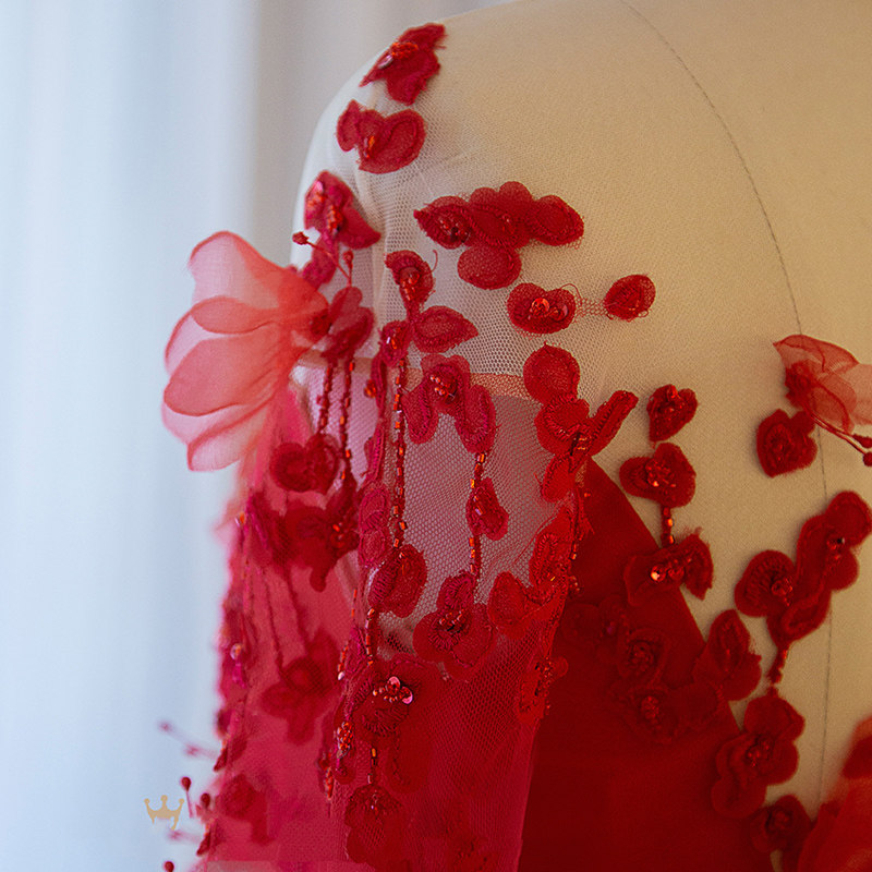 2020春夏新长款红色高贵小敬酒服 豪满庭礼服/晚装