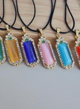 人造水晶皮绳男女通用项链