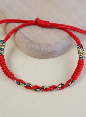 本命年红绳金丝金刚结民族风手绳