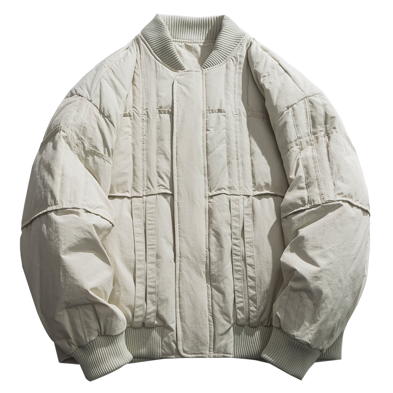 日系复古立领羽绒服男冬季90白鸭绒棒球服宽松保暖工装棉衣男外套 - 图3