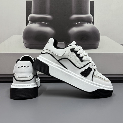 大码小白鞋男潮鞋子男款2026新款春秋透气运动休闲鞋皮面男士板鞋 - 图2