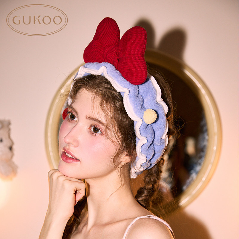 Gukoo/果壳束发带蝴蝶结新年红发饰浴室卡通毛绒松紧洗脸发饰,淘宝优惠券,粉丝福利购,淘宝优惠卷