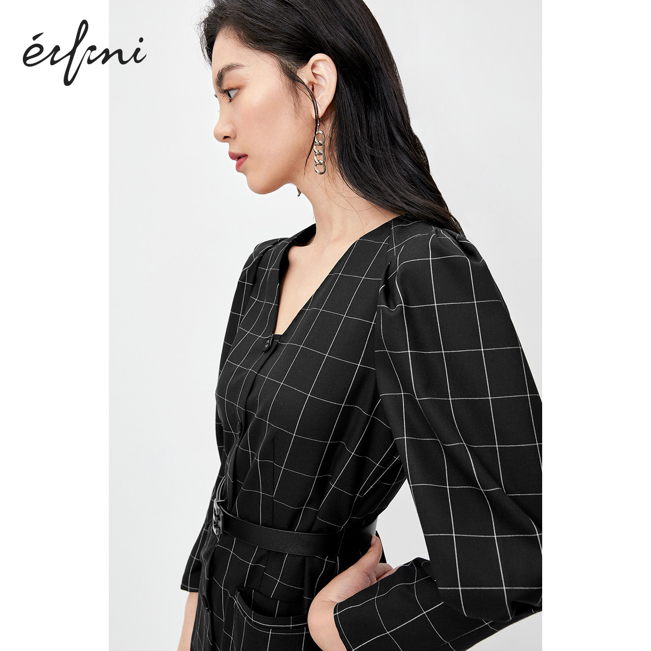 伊芙丽减龄显瘦2020新款v领连衣裙 伊芙丽旗舰连衣裙