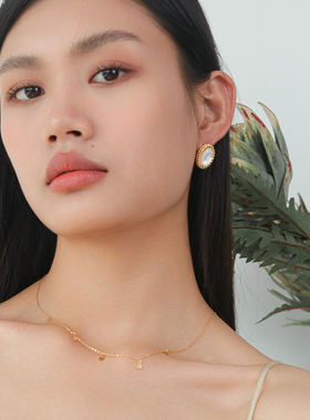 超闪金色亮片925纯银项链颈链