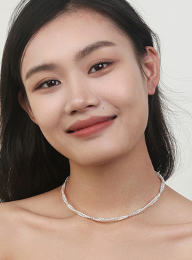 施家珍珠碎银子双层叠戴缠绕项链