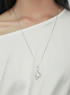 马蹄莲天然珍珠纯银长项链毛衣链