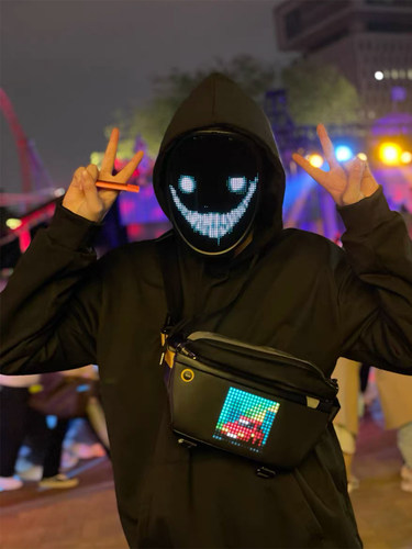 LED手势感应变脸像素面具APP自定义蓝牙机器人 mask Boywithuke - 图1