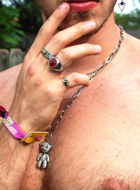 潮人百搭hiphop小熊链条项链