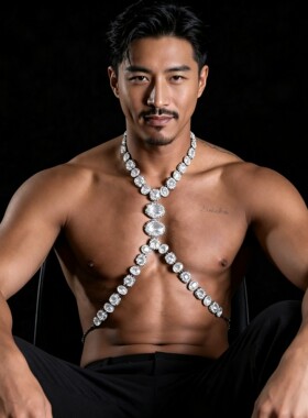 欧美奢华水钻男士身体链