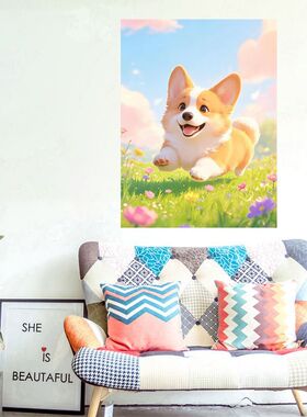 网红可爱柯基犬海报贴画大张图案