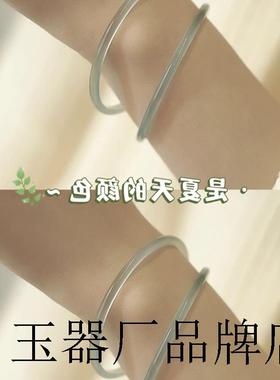 油青玉髓叮当镯女士玉石手镯玛瑙