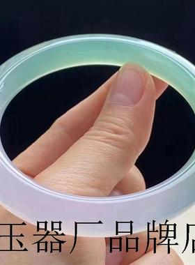 远山黛玉髓蓝水胖圆条手镯少女感玛瑙半山半水玉镯阳绿晴水平安镯