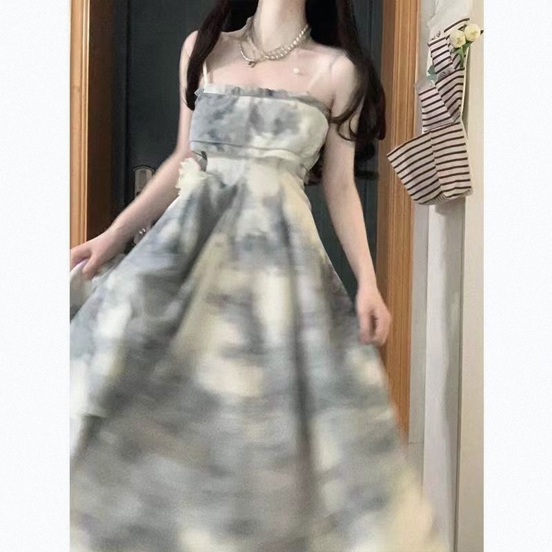 晕染水墨法式薄款裙防晒温柔风女套装开衫茶歇连衣裙吊带裹胸夏季,淘宝优惠券,粉丝福利购,淘宝优惠卷