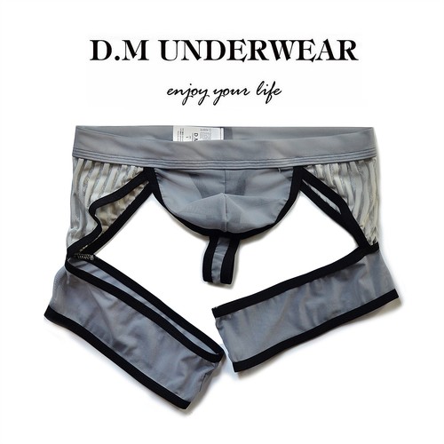 D.M男内裤 低腰性感网眼透明个性丁字裤 情趣网纱蕾丝条单丁裤T裤 - 图2