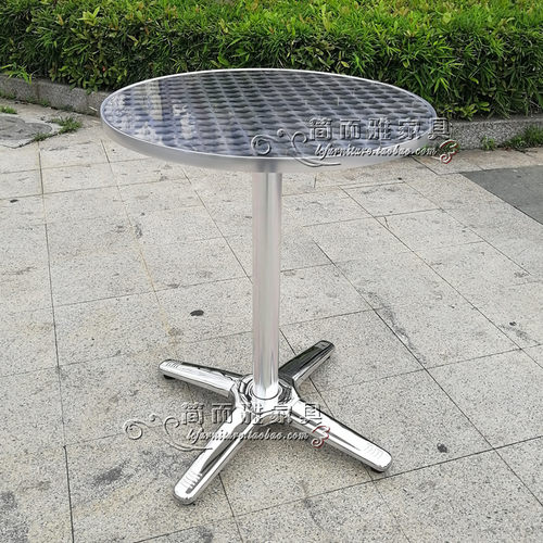 阳台不锈钢桌子折叠小圆台花园阳光房休闲折叠餐桌家用现代咖啡桌 - 图2