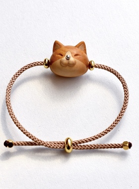 小猫咪手链檀木可爱可调节男女