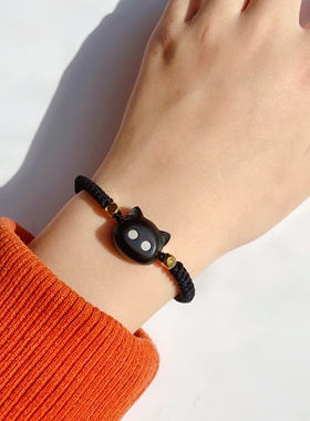 原创设计手工檀木小猪超萌红手绳