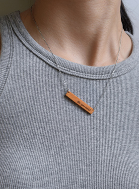 原创木质纯银项链简约刻字