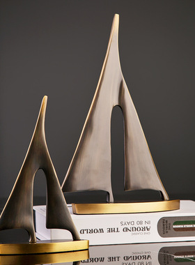 礼品一帆风顺黄铜大帆船摆件创意轻奢家居客厅桌面高档金属装饰件