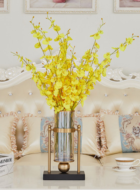 跨境欧式铁艺玻璃感花瓶家居餐桌软装金属装饰摆件工艺品