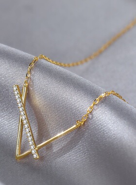 几何V字型钛钢项链女 新潮冷淡风简约时尚设计感锁骨链女厂家现货