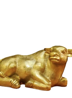 黄铜卧牛摆件铜牛生肖牛金钱牛铜水牛客厅家居酒柜装饰品店铺开业