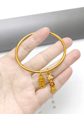 越南沙金字牌吊坠女如意葫芦江山镀金项链铃铛小挂坠包金手链配件