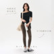 ເດັກ ຍິງ Peach slanted shoulder yoga ໃສ່ ແຂນ ສັ້ນ slim stretch ສາຍ ສູງ ເຫມາະ ສົມ ບູນ ເສື້ອ ທີ ເຊີດ off-shoulder ກິ ລາ ເທິງ