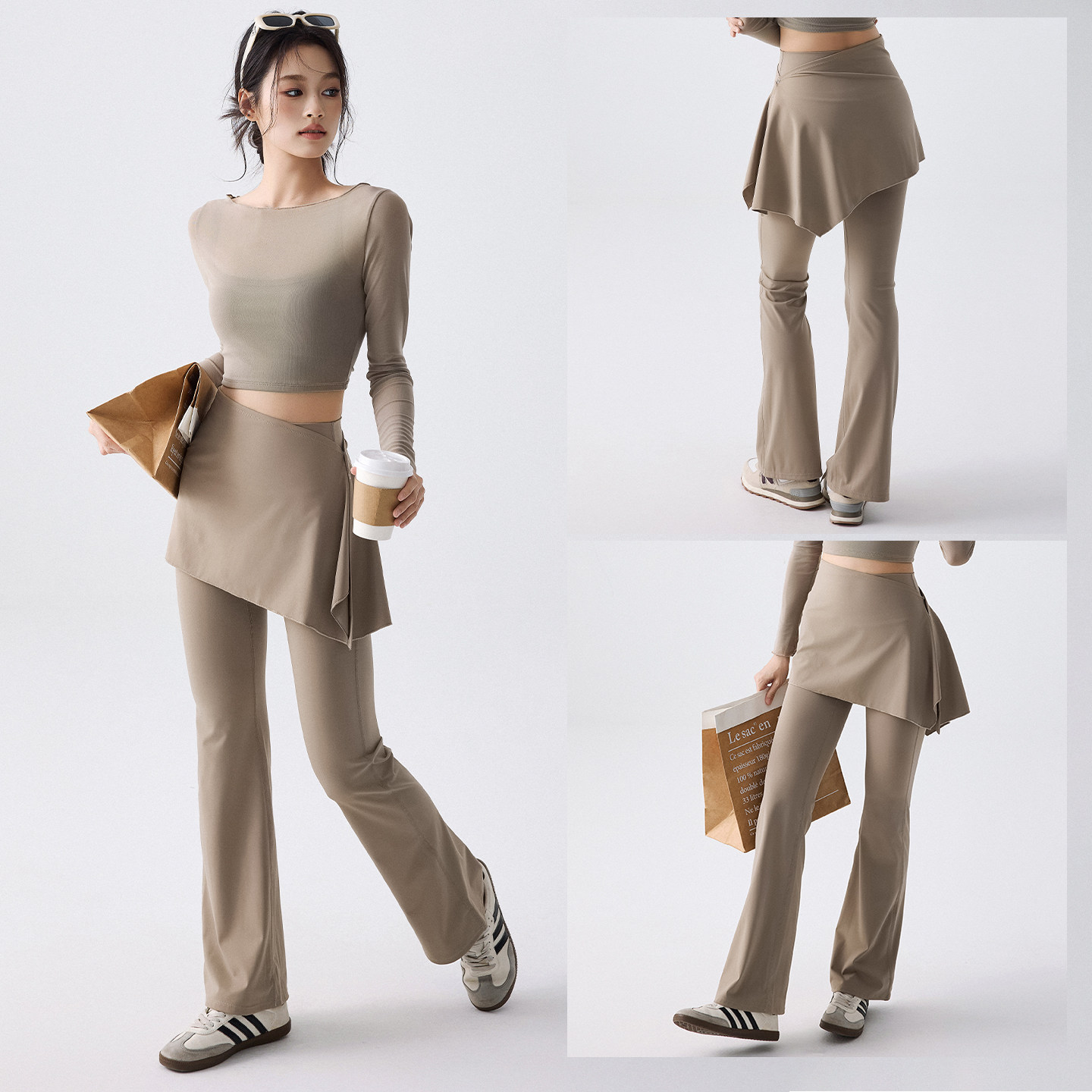 蜜桃女孩瑜伽裙裤新款微喇加绒提臀普拉提训练运动套装跑步健身裤,淘宝优惠券,粉丝福利购,淘宝优惠卷